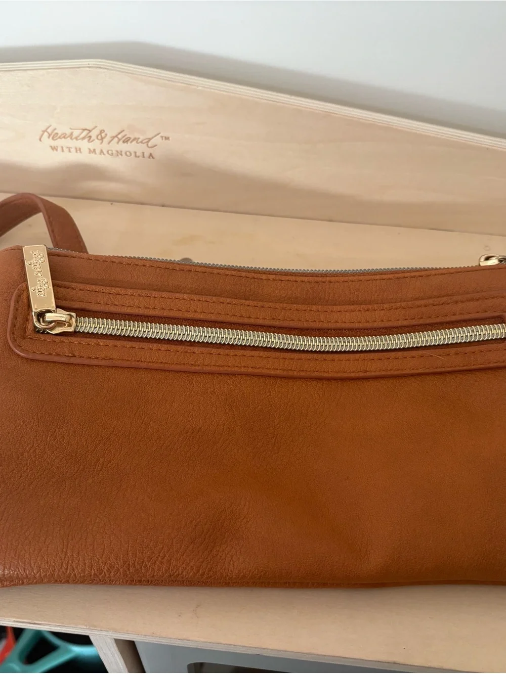 Itzy Ritzy Mini Boss Diaper Bag + Boss Pouch Bundle | Cognac Faux Leather